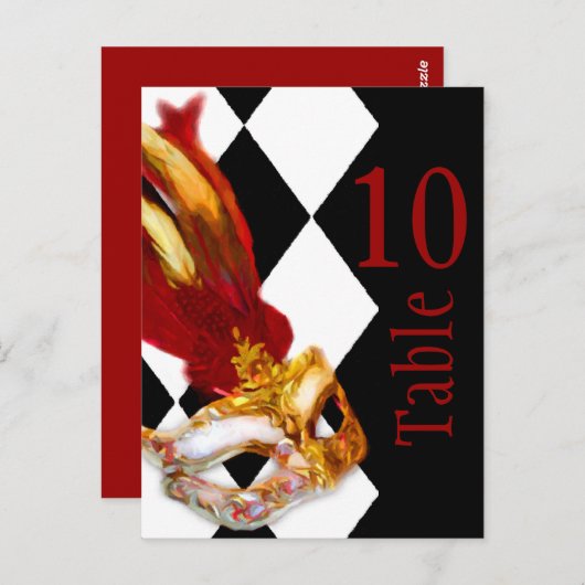 表番号マスカレード白黒赤 ポストカード (正面/裏面)