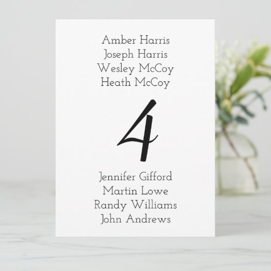 表番号名一覧披露宴シーティングカード 招待状 (スタンド正面)