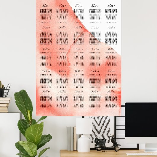 表番号結婚による水彩の座席表 ポスター (ホームオフィス)