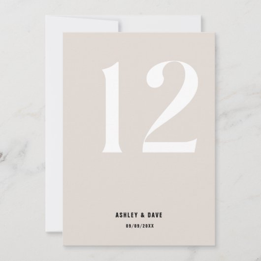 表番号12はっきりしたベージュ結婚の表番号 招待状 (正面)