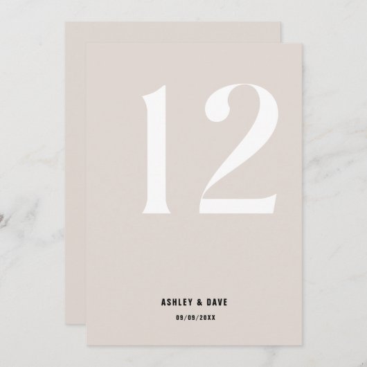 表番号12はっきりしたベージュ結婚の表番号 招待状 (正面/裏面)