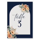 表番号、濃いエレガント青のフローラ テーブルナンバー (裏面)