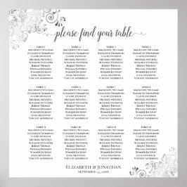 表白の結婚座席表12シルバーフリル ポスター