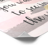 表示したい変更になる – ピンクの金ゴールド引用文 ポスター (角)