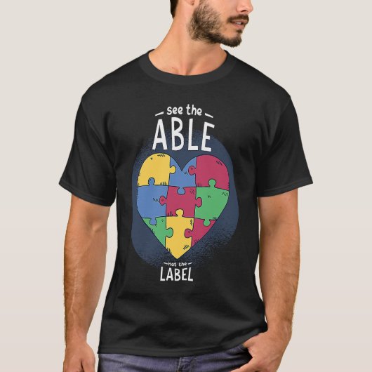 表示できないラベル自閉症意識引用文Aut Tシャツ (正面)