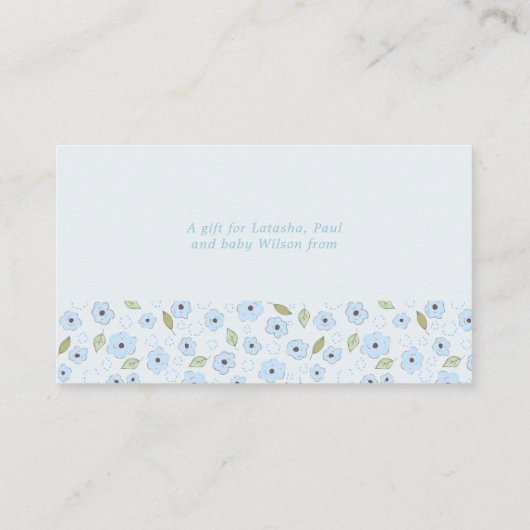 表示シャワーなしラップ詩ブルーDitsy花 エンクロージャーカード (裏面)