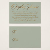 表示シャワーエレガント金ゴールド&グリーンギフトラベルカード (正面&裏面)