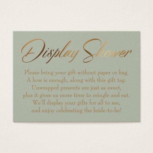 表示シャワーエレガント金ゴールド&グリーンギフトラベルカード (正面)