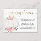 表示シャワーカボチャのピンクの金ゴールド女の子の赤ちゃんシャワー エンクロージャーカード (正面)