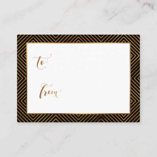 表示シャワーハート金ゴールドスクリプトブラックギフトラベル エンクロージャーカード (裏面)