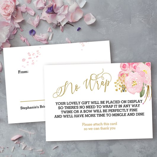 表示シャワーピンクと金ゴールドフローララップなし エンクロージャーカード