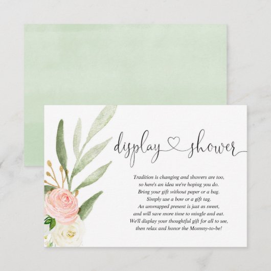 表示シャワー挿入ピンクの金ゴールドハート赤ちゃんシャワー エンクロージャーカード (正面/裏面)