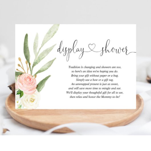 表示シャワー挿入ピンクの金ゴールドハート赤ちゃんシャワー エンクロージャーカード