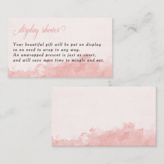 表示シャワー水色インク洗浄テクスチャピンク エンクロージャーカード (正面/裏面)