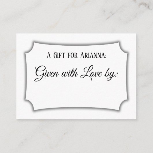 表示シンプルブライダルシャワー（モノクロ） エンクロージャーカード (裏面)