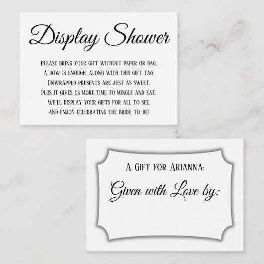 表示シンプルブライダルシャワー（モノクロ） エンクロージャーカード (正面/裏面)