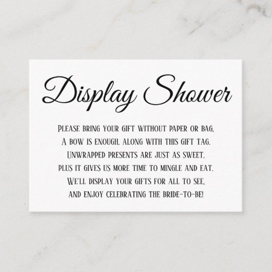 表示シンプルブライダルシャワー(モノクロ) エンクロージャーカード (正面)