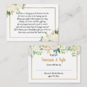 表示ブライダルシャワー、白金ゴールドフローラ緑 エンクロージャーカード (正面/裏面)