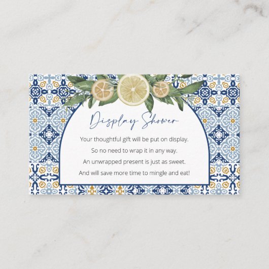 表示ベビーシャワー、ラップされていないイタリアンテーマミニ エンクロージャーカード (正面)