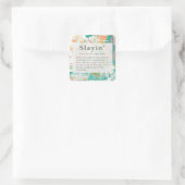 表示定義グリーンピンク抽象芸術背景 スクエアシール (バッグ)