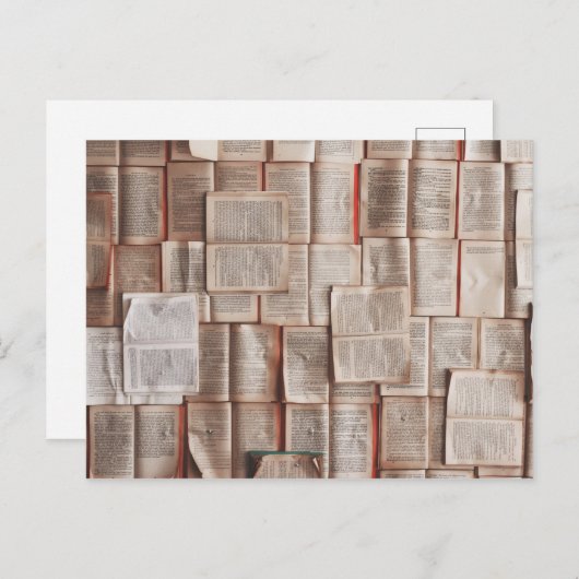 表紙が開いた本 文学 ポストカード (正面/裏面)