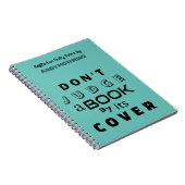 「表紙で判断するな」ティール（緑がかった色）手帳 ノートブック (右側)
