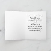 表紙に木のイラストの牧師へのクリスマスカード サンキューカード (内部)