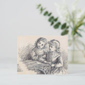 表紙の内側に簡単読の女の子 ポストカード (スタンド正面)