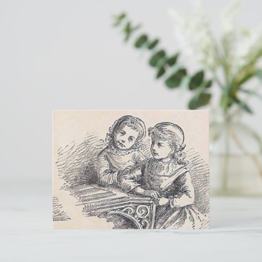 表紙の内側に簡単読の女の子 ポストカード (スタンド正面)