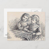 表紙の内側に簡単読の女の子 ポストカード (正面/裏面)