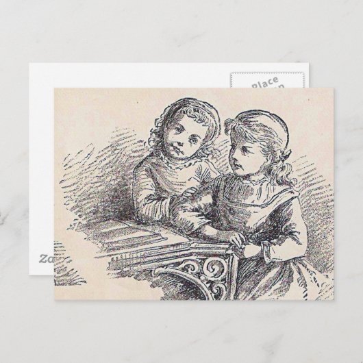 表紙の内側に簡単読の女の子 ポストカード (正面/裏面)