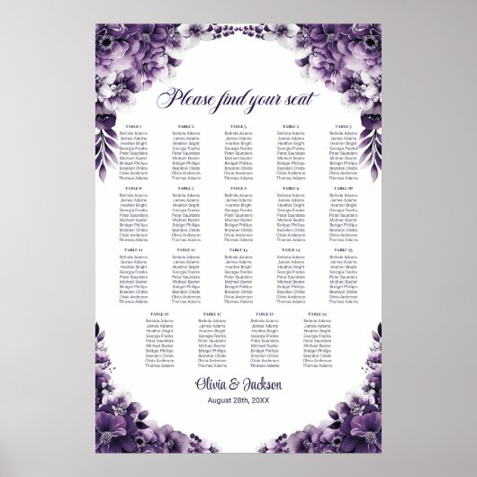 表紫フローラ結婚の座席表 ポスター (正面)