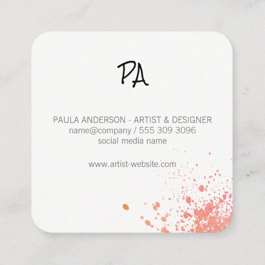 表絵を描情黒テクスチャ |モノグラム スクエア名刺 (裏面)