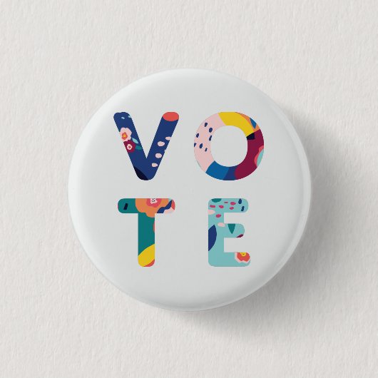 表花モダン模様数々の色ボタン 缶バッジ (正面)