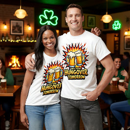 表裏プリント Irish Today Hungover Tomorrow Tシャツ