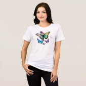 表裏ホワイトに鮮やかな蝶々 トライブレンドTシャツ (正面全面)