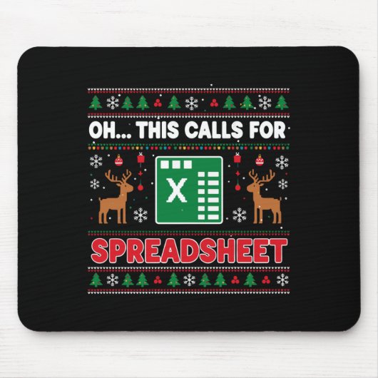 表計算クリスマスセーターだね マウスパッド (正面)