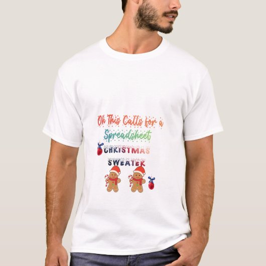 表計算クリスマスセーターなんて Tシャツ (正面)