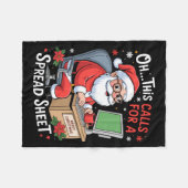 表計算サンタさん、エクセルで楽しいクリスマス  フリースブランケット (正面(横))