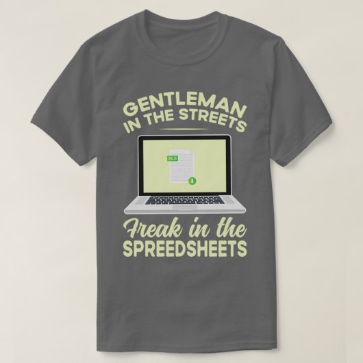 表計算シートに通りの紳士がいらいらする Tシャツ (デザイン正面)