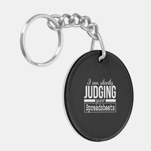 表計算ドキュメントの衣装の贈り物を黙って判断する キーホルダー (正面左)