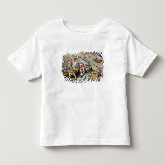 表面からナフタを集めるスポンジを使用して トドラーTシャツ (正面)