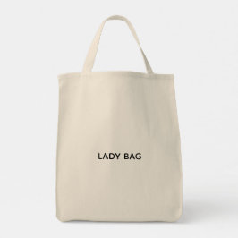 表面に「LADY BAG」とプリントされたベージュのトートバッグ トートバッグ
