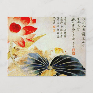 表面を裂く蓮の花 ポストカード