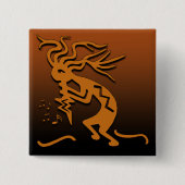 表面仕上げのココペリの左のミュージシャンおよびMerryMaker 缶バッジ (正面)