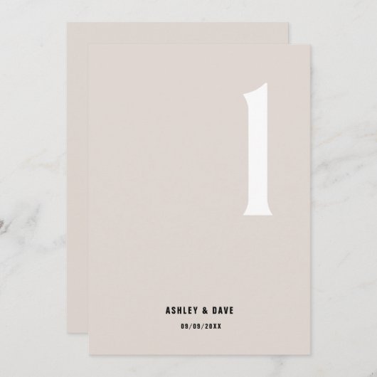 表1はっきりしたベージュ結婚の表 招待状 (正面/裏面)