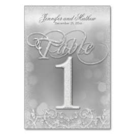 表1エレガント銀フェイクグリッター テーブルナンバー