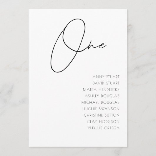 表1モダンの表結婚番号テンプレート 招待状 (正面)