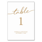 表1金ゴールドパーソナライズされた書結婚類 テーブルナンバー (裏面)