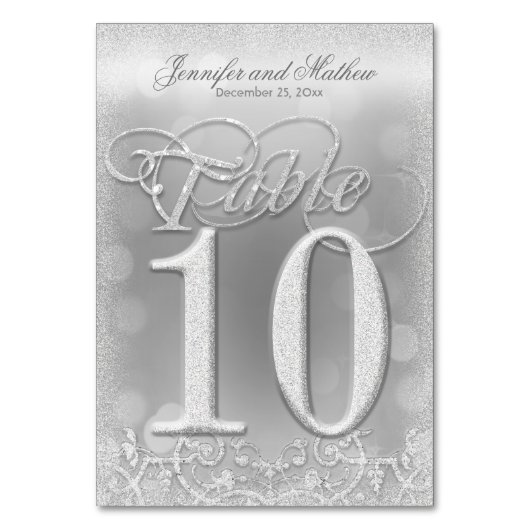 表10シルバーエレガントのフェイクグリッター テーブルナンバー (正面)